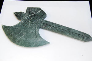 Stone Axe with Handle, Natural Serpentine, Hand Carved - Roadshow Collectibles