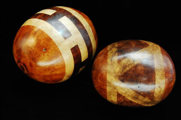 Two Gourd Rattlers, Beautifully Decorated and Naturally Stained - Roadshow Collectibles