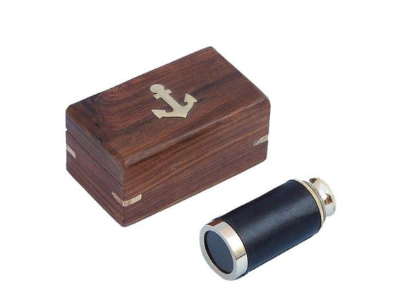 Nautical Solid Brass Telescope, Leather Handle, and Rosewood Box - Roadshow Collectibles