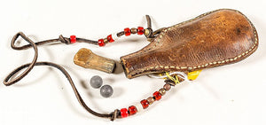 1820-1840 Early Native American Indian Shot Pouch, Handmade & Stitched - Roadshow Collectibles