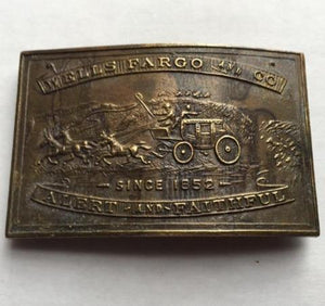 Wells Fargo & Co, Since 1852 Belt Buckle, Brass, Made in England - Roadshow Collectibles
