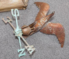 Copper Eagle Weather Vane Top With Spread Wings & Directional Base - Roadshow Collectibles