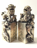 Tibetan KYLIN Temple Guardian FOO DOGS, Solid Silver - Roadshow Collectibles