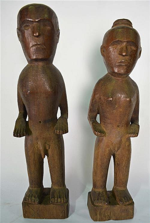 Indonesia Sumba, Hand Carved, Ancestral Figures Male and Female - Roadshow Collectibles