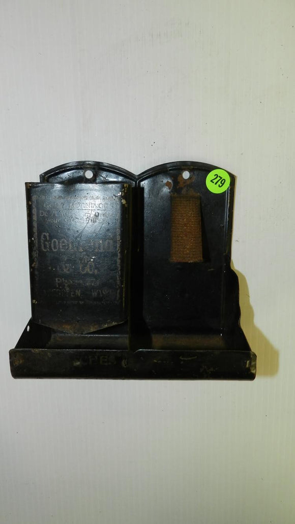 Advertising Match Safe Holder, Pressed Tin, Goehrend & Co - Roadshow Collectibles