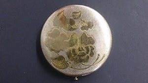 Makeup Compact Mirror, Gold Tone Water Lily Design Dorset Fifth Avenue - Roadshow Collectibles