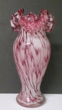 Fenton Cranberry Opalescent Vase, Ruffled Top, Bulb Body, Round Base - Roadshow Collectibles