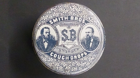 Smith Brothers Cough Drops Tin S.B Stamped On Each Cough Drop 10 cents - Roadshow Collectibles