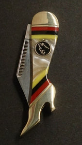 Timber Wolf Folding Pocket Knife, Leg Shaped, Stripes & Marbled Design - Roadshow Collectibles