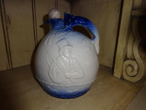 Rockingham Cobalt Blue and White Ball Jug, Embossed Fox Hunt - Roadshow Collectibles