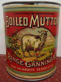 Salesman's Sample Tin Food Can Labeled 'Range Canning Co.' Brand Boiled Mutton - Roadshow Collectibles