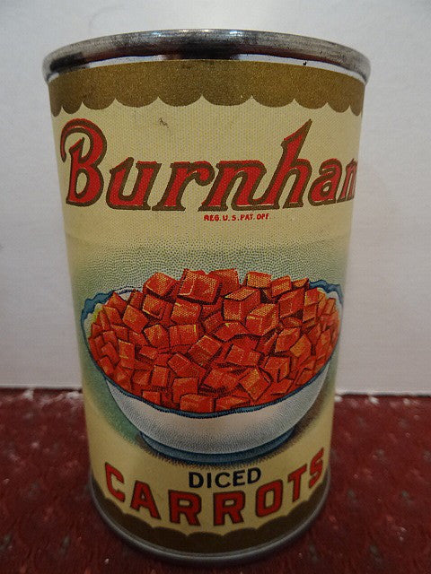 Salesman's Sample Tin Food Can Labeled 'Burnham' Brand Diced Carrots - Roadshow Collectibles
