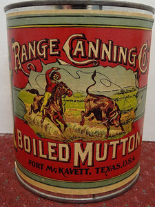 Salesman's Sample Tin Food Can Labeled 'Range Canning Co.' Brand Boiled Mutton - Roadshow Collectibles