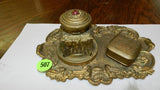 Desk Inkwell/Quill Feather Pen/Benjamin Franklin Styled Glasses - Roadshow Collectibles