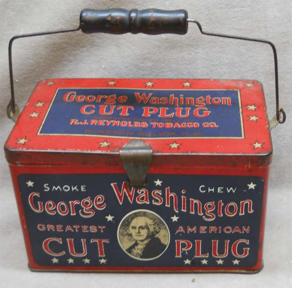 tobacco tins near me Cut Plug Tobacco Tin Lunch Box with Handle, George Washington, 1910. –  Roadshow Collectibles
