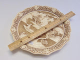 Lacquerware Plate, Intricately Hand Carved, Couple Paddling In a Boat - Roadshow Collectibles