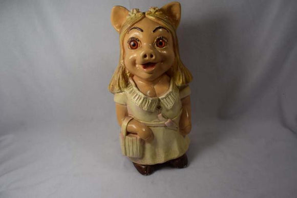 Ceramic Female Pig Still Bank Smiling Wide Eyes Dimples all Dressed Up - Roadshow Collectibles