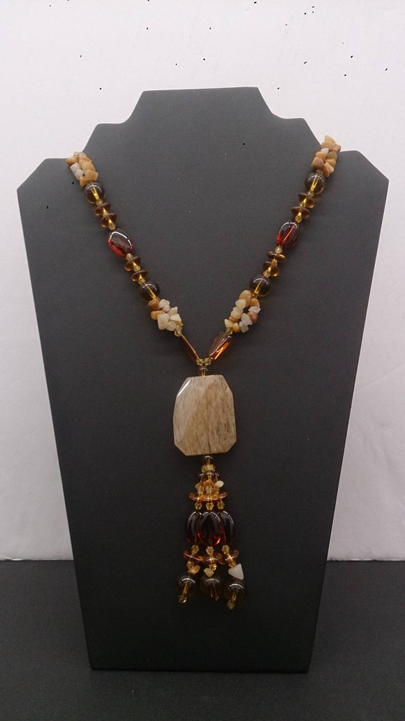 Necklace Bohemian Baltic Amber Honey & Cognac Beads Large Center Piece - Roadshow Collectibles