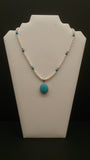 Necklace, Sterling Silver, Genuine Turquoise & Pearl Necklace - Roadshow Collectibles