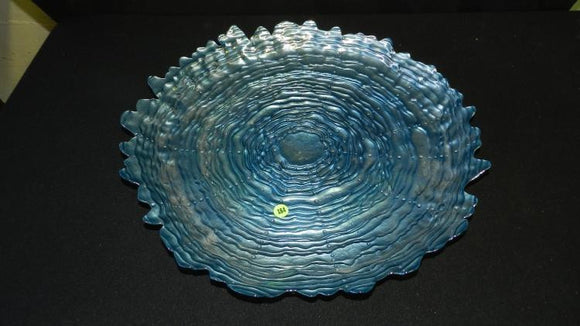 Studio Art Glass Platter, Cobalt Blue, Glass Pattern Ripples Of Water - Roadshow Collectibles