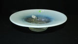 Opalescent Console Bowl Rib Pattern Clear Glass Aqua Blue Opaque White - Roadshow Collectibles