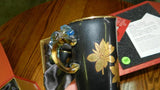 Cup & Saucer Set Of Two, Glass Handles, Black with Gold Flowers Asian - Roadshow Collectibles